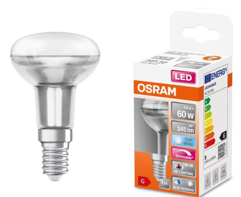 OSRAM E14 Reflektor R50 Superstar Plus HD LIGHTING / Blue Reduced 36° Abstrahlwinkel dimmbar 4,8W wie 60W 4000K neutralweiß 90Ra